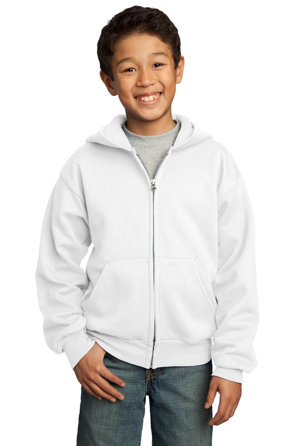 Port & Company® - Youth Core Fleece Full-Zip Hooded Sweatshirt