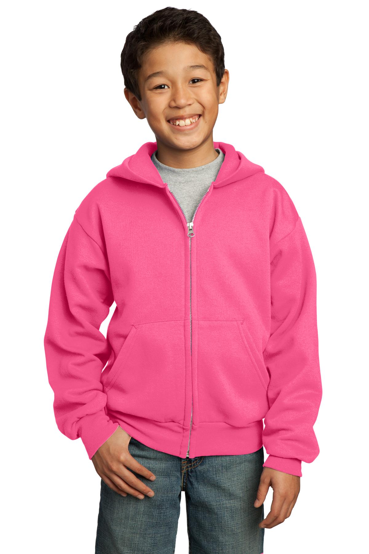 Port & Company® - Youth Core Fleece Full-Zip Hooded Sweatshirt