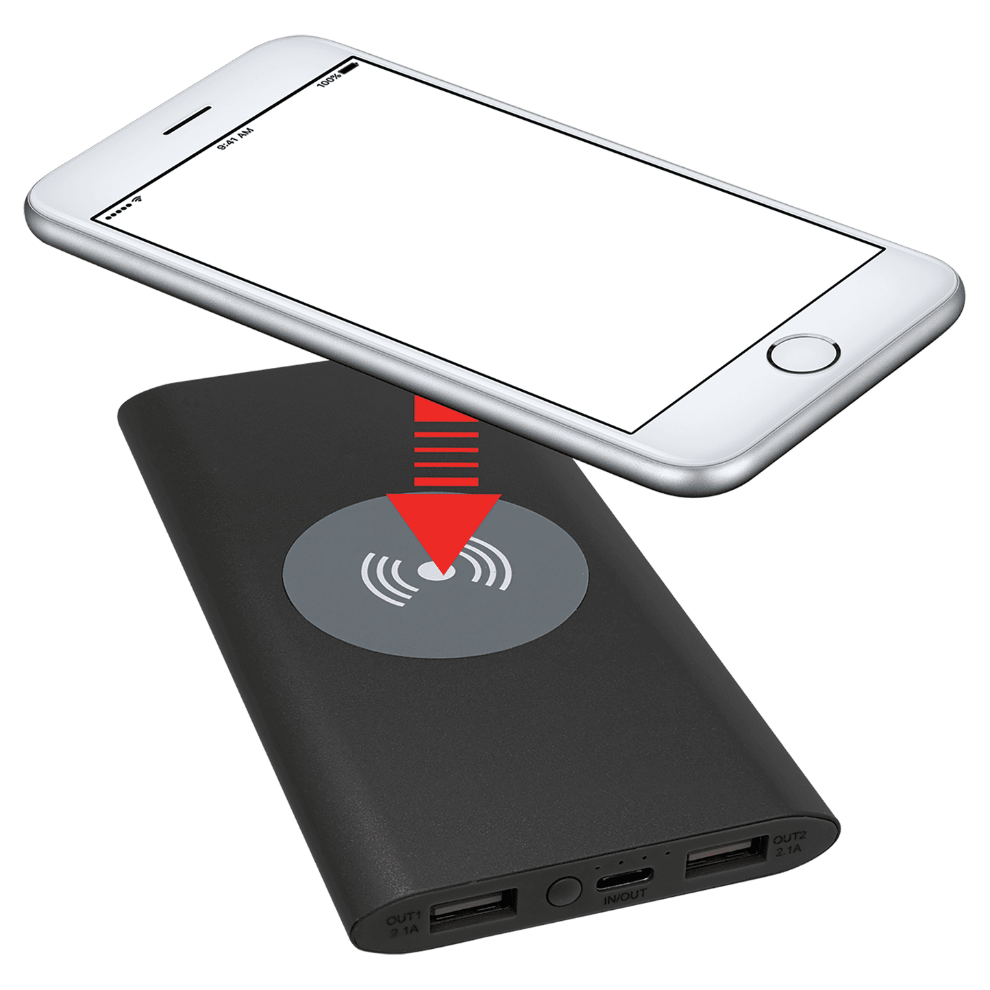 8000mAh Power Bank & Wireless Charger with USB-C Cord