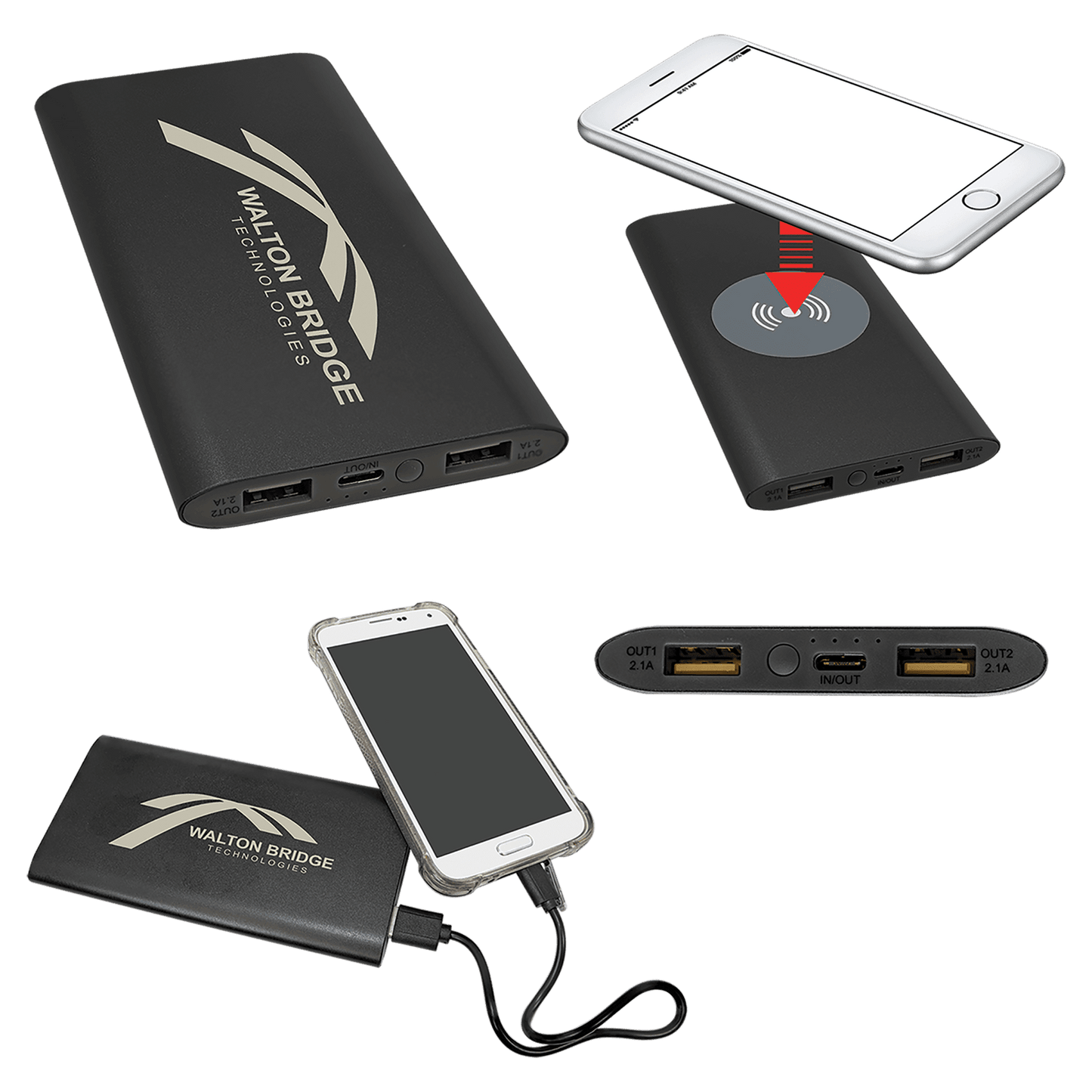 8000mAh Power Bank & Wireless Charger with USB-C Cord