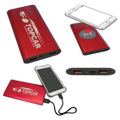 8000mAh Power Bank & Wireless Charger with USB-C Cord