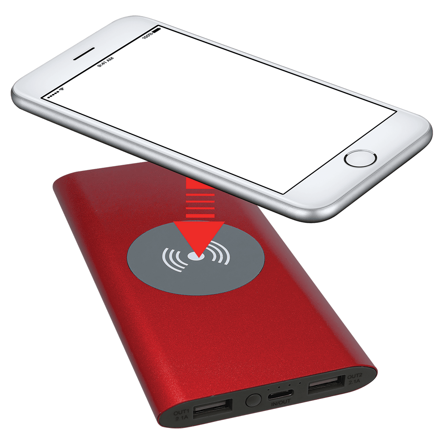 8000mAh Power Bank & Wireless Charger with USB-C Cord