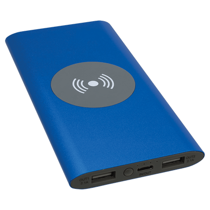 8000mAh Power Bank & Wireless Charger with USB-C Cord