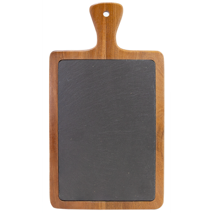 Acacia Wood/Slate Serving and Cutting Board with Handle