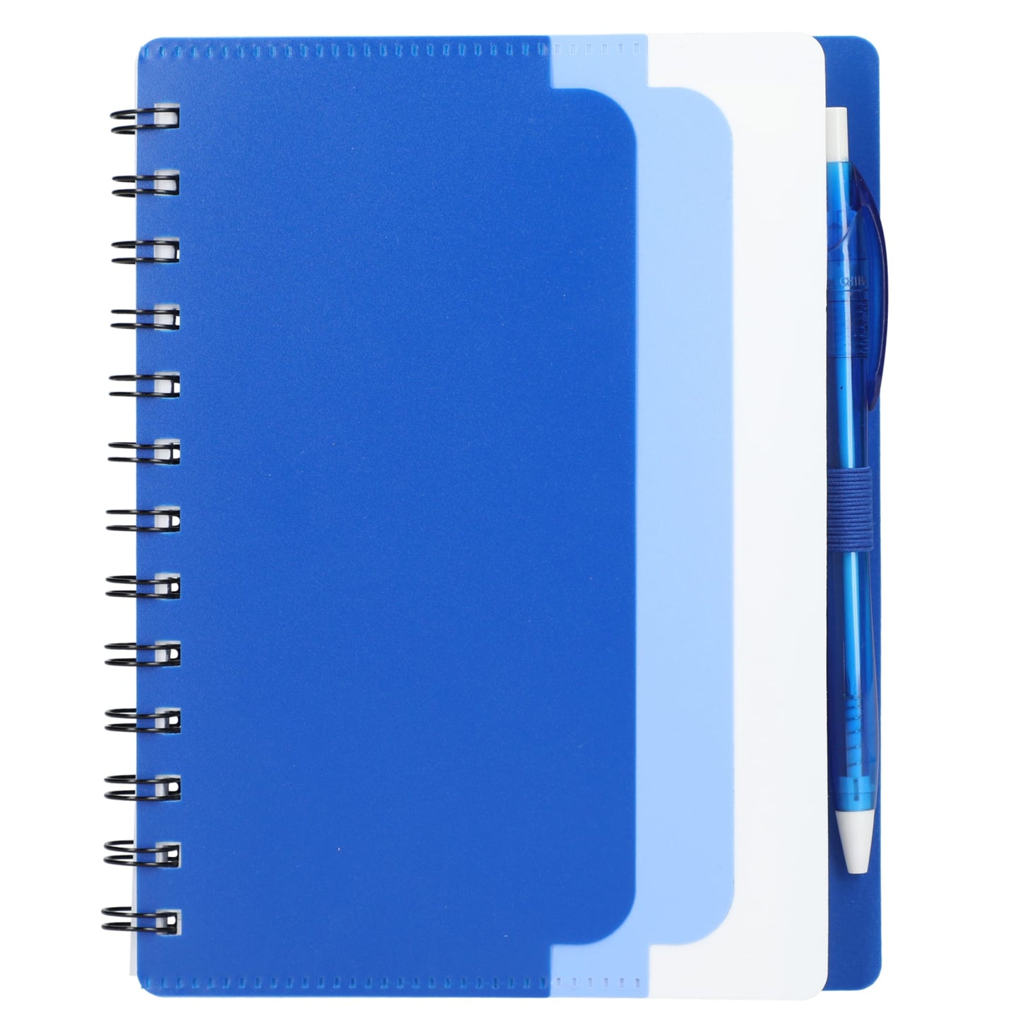 5" x 7" Recycled Dual Pocket Spiral Notebook w Pen