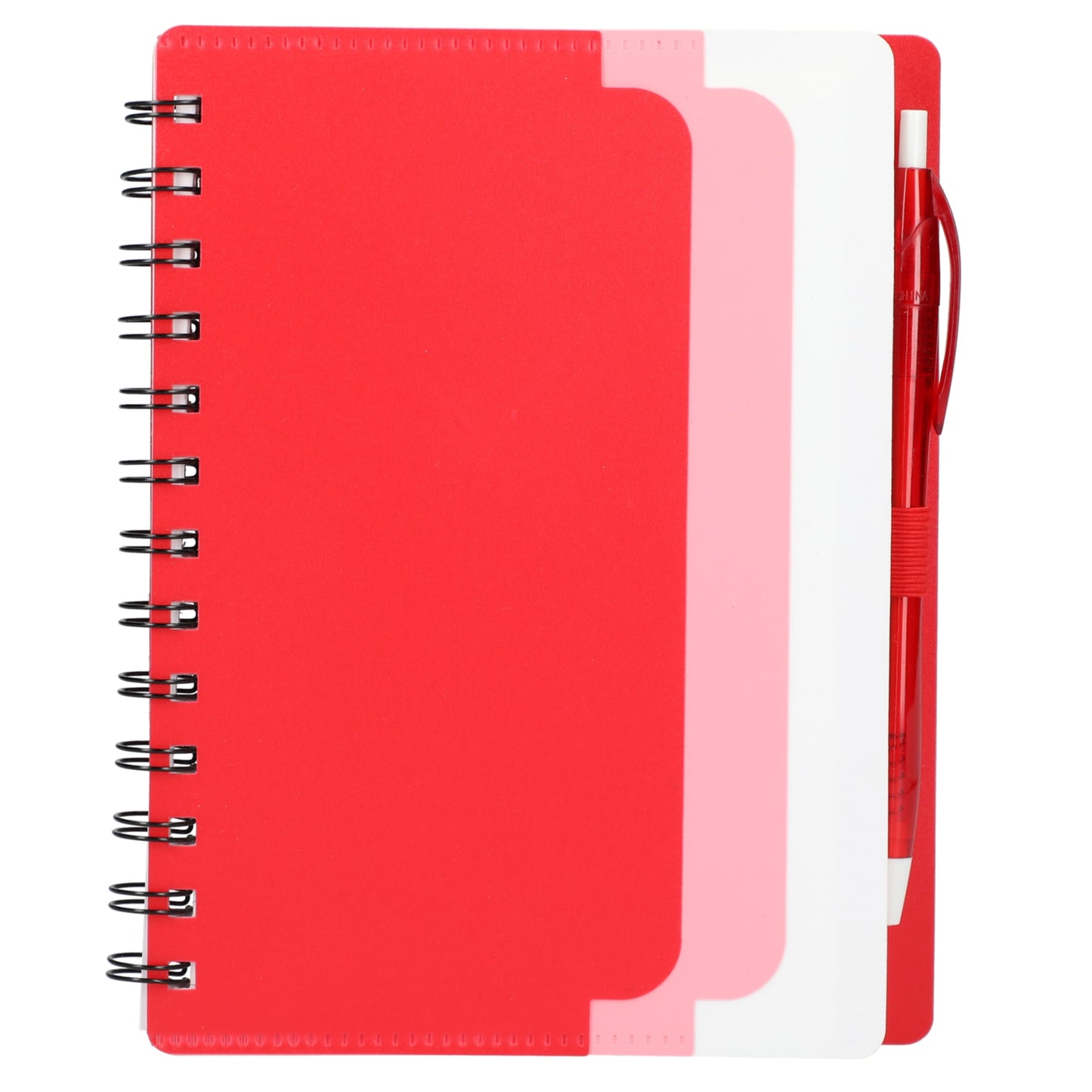 5" x 7" Recycled Dual Pocket Spiral Notebook w Pen