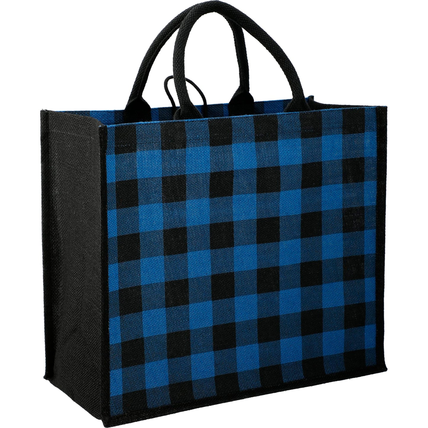 Buffalo Plaid Printed Jute Tote