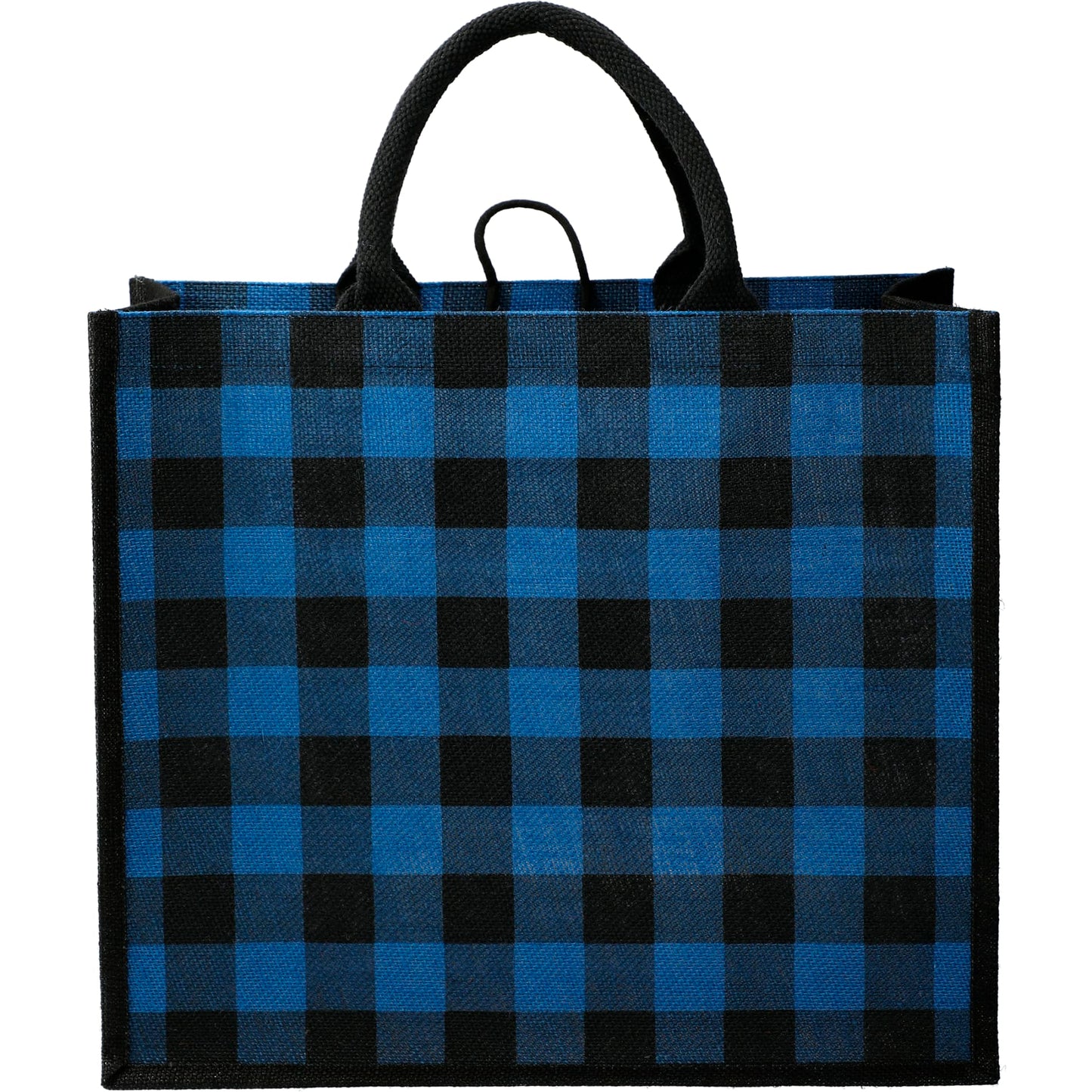 Buffalo Plaid Printed Jute Tote