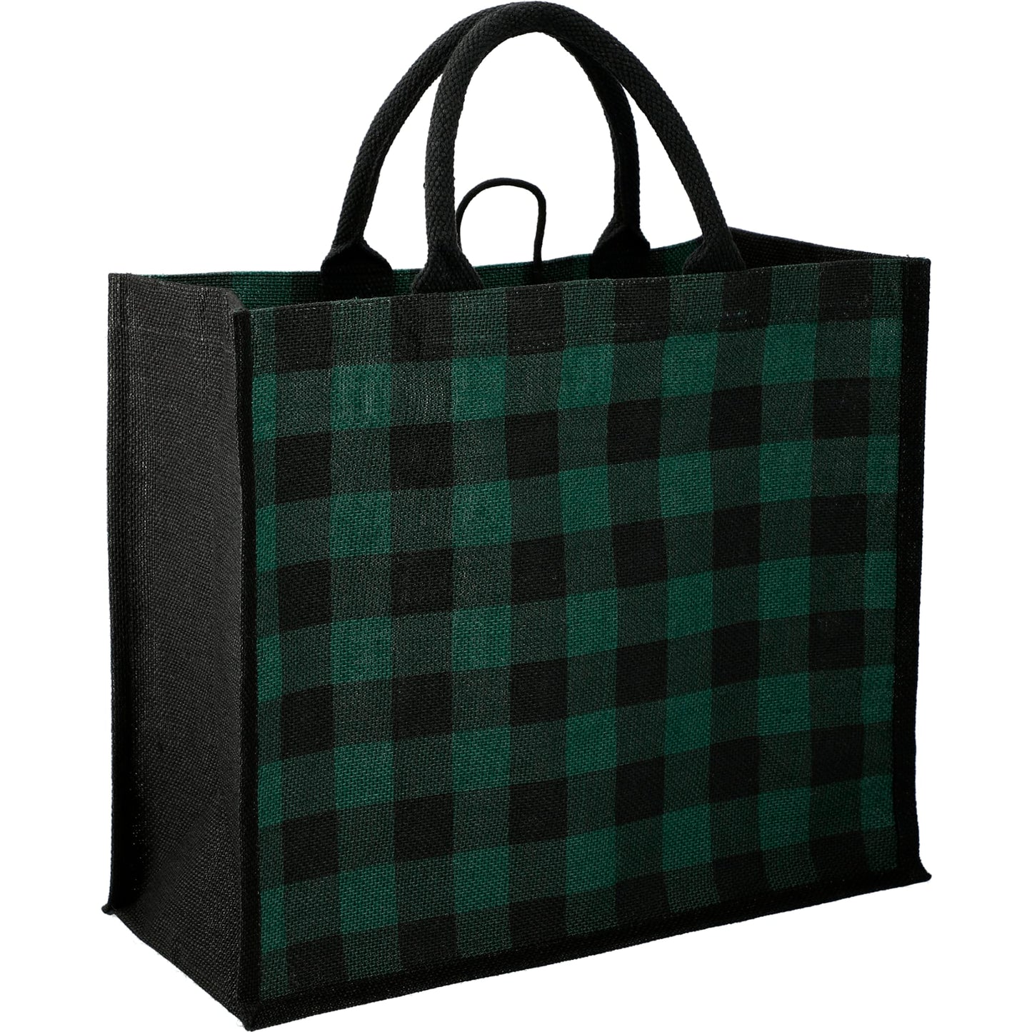 Buffalo Plaid Printed Jute Tote