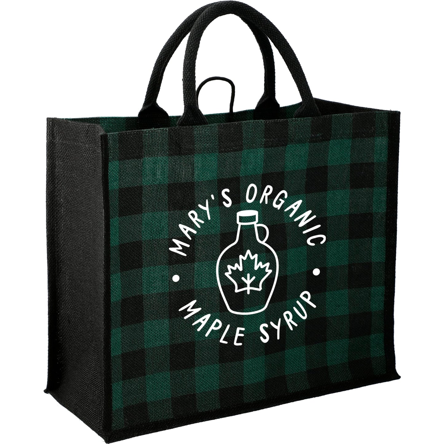 Buffalo Plaid Printed Jute Tote