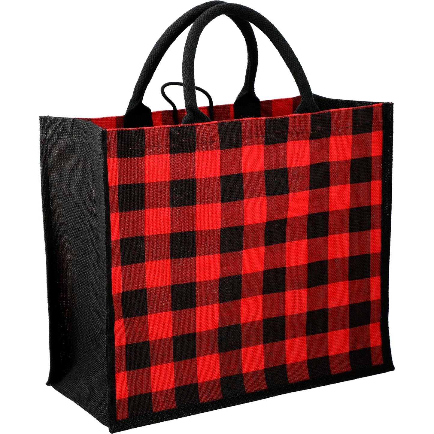 Buffalo Plaid Printed Jute Tote