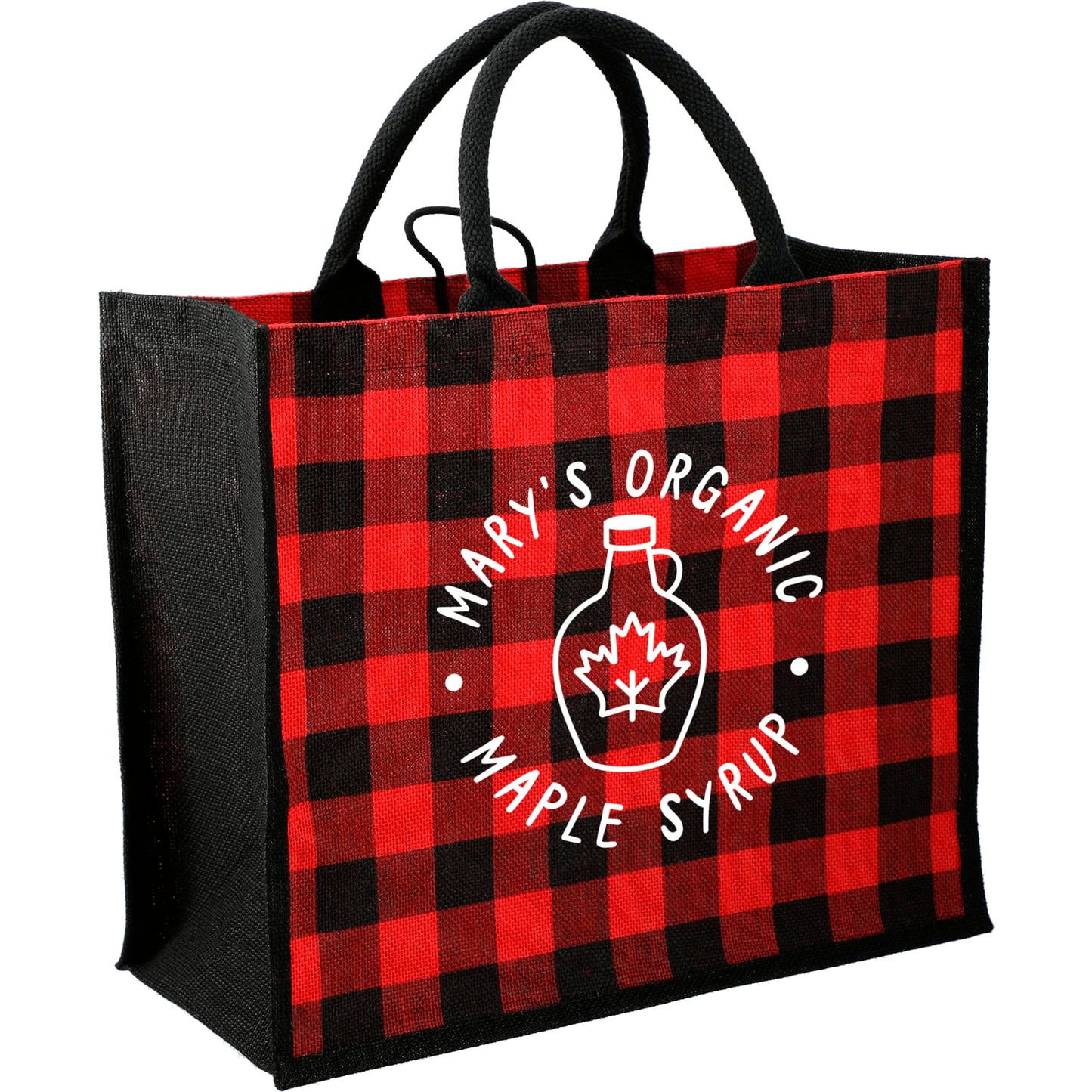 Buffalo Plaid Printed Jute Tote