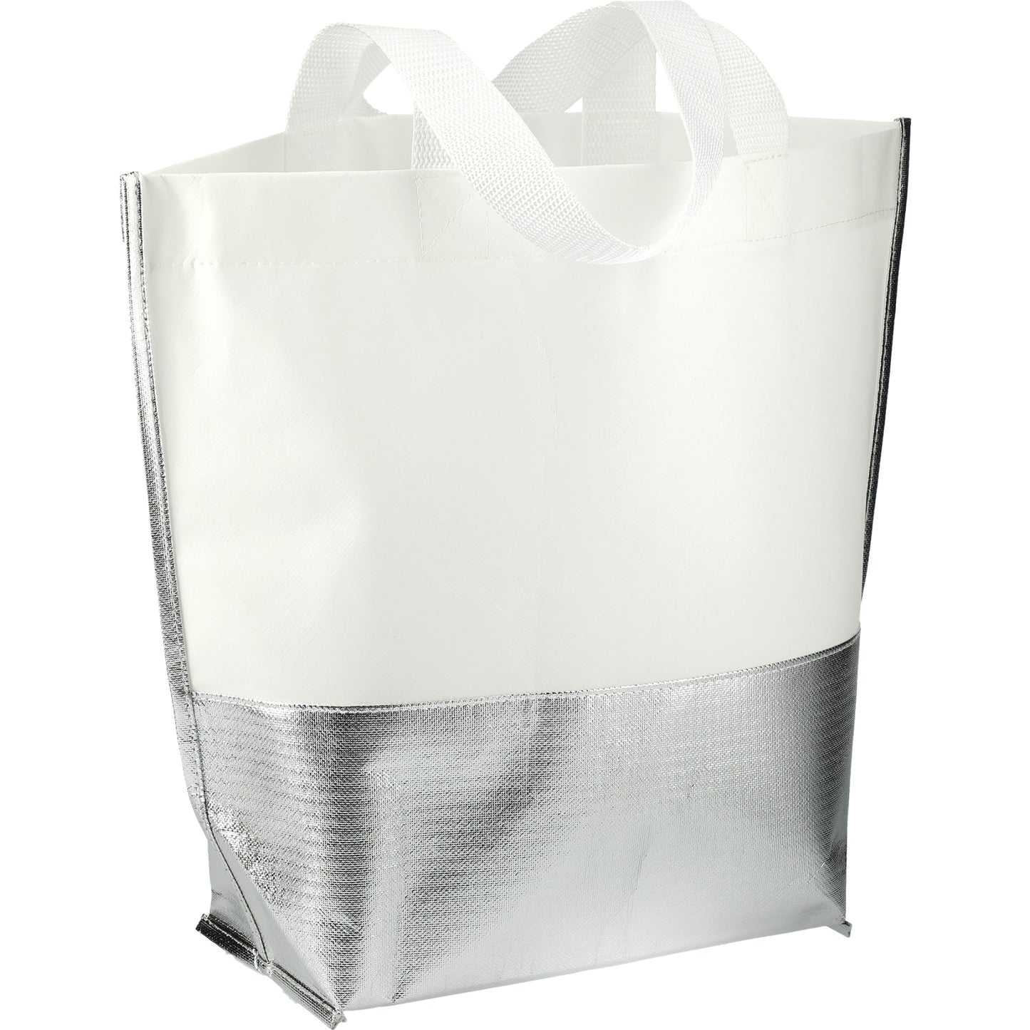 Large Laminated Metallic Bottom Tote