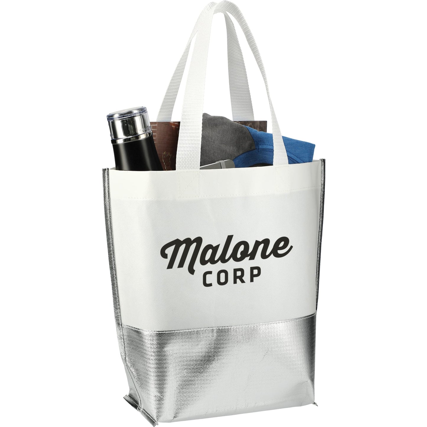 Large Laminated Metallic Bottom Tote