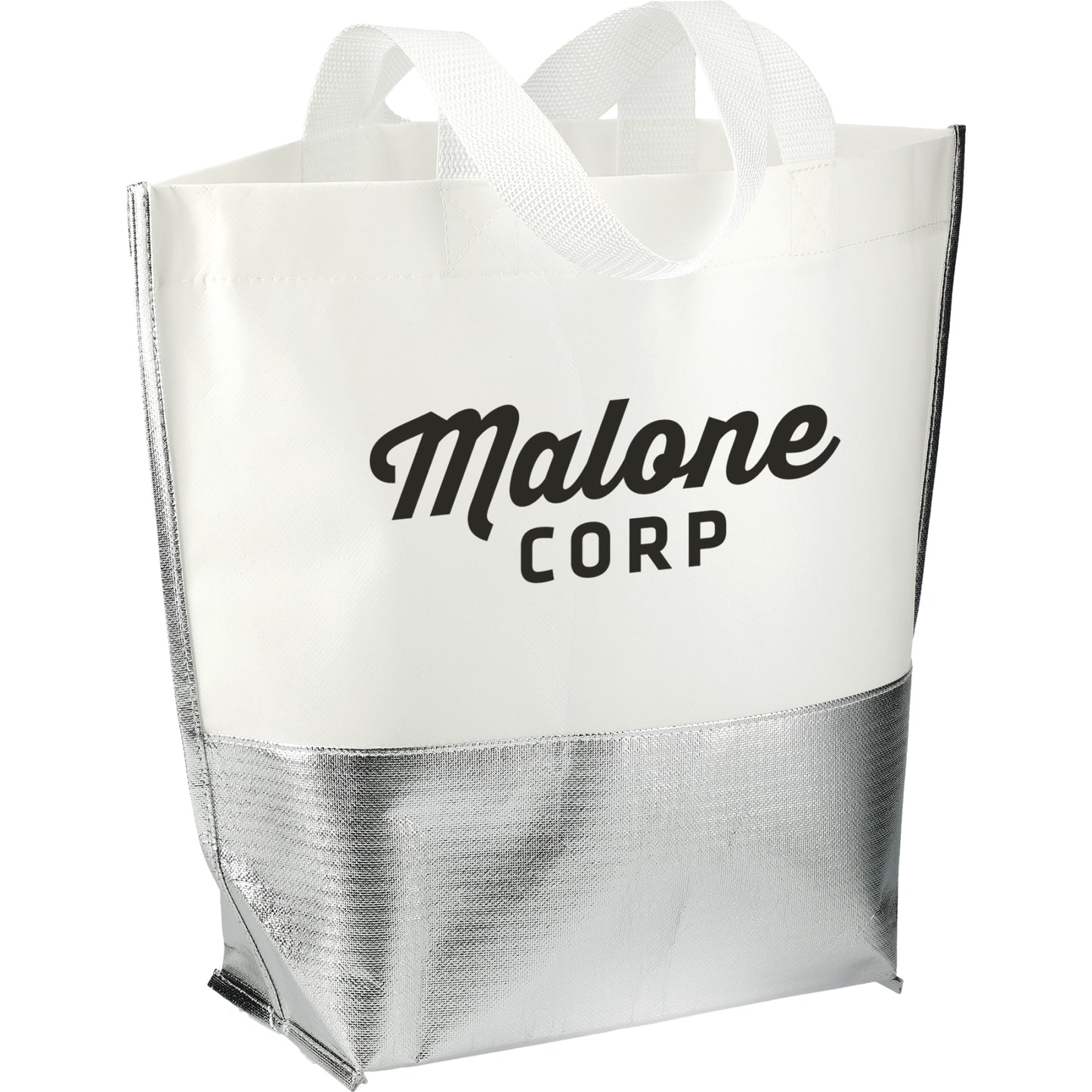 Large Laminated Metallic Bottom Tote