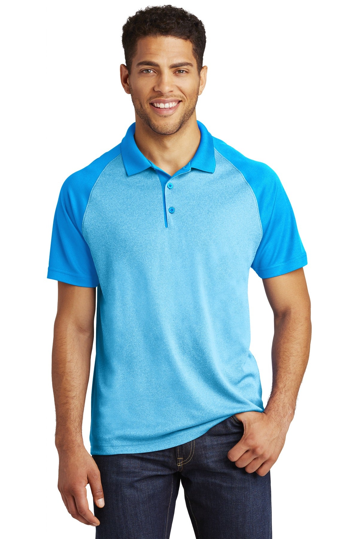 Sport-Tek® PosiCharge® RacerMesh® Raglan Heather Block Polo