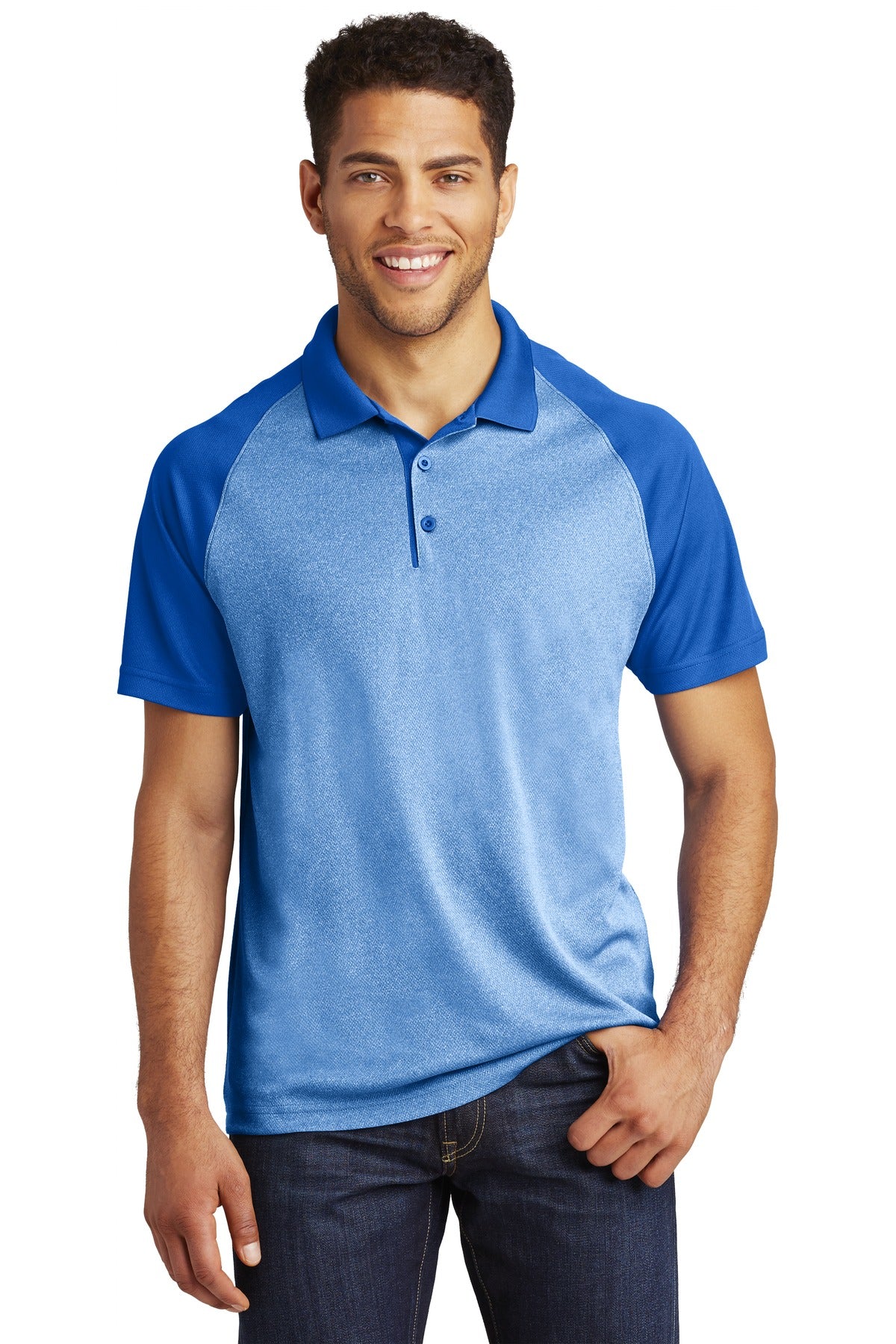 Sport-Tek® PosiCharge® RacerMesh® Raglan Heather Block Polo