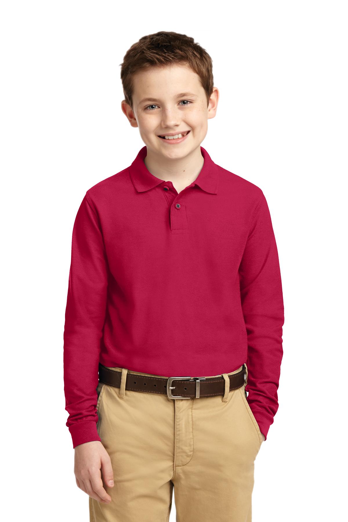 Port Authority® Youth Long Sleeve Silk Touch Polo